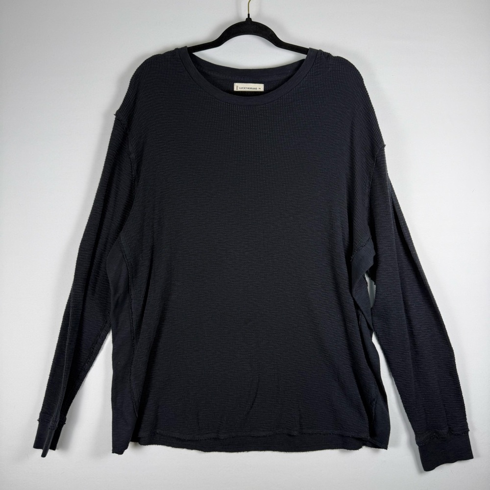 Lucky Brand Men’s Cotton Thermal Crew, Color: Black, Size: XXL